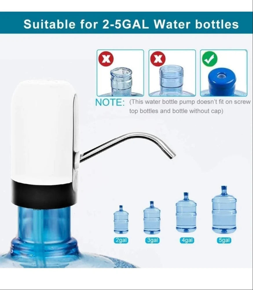 Automatic Electric Water Dispenser Pump for 20L Bottle | Portable USB Charging Wireless Water Bottle Pump