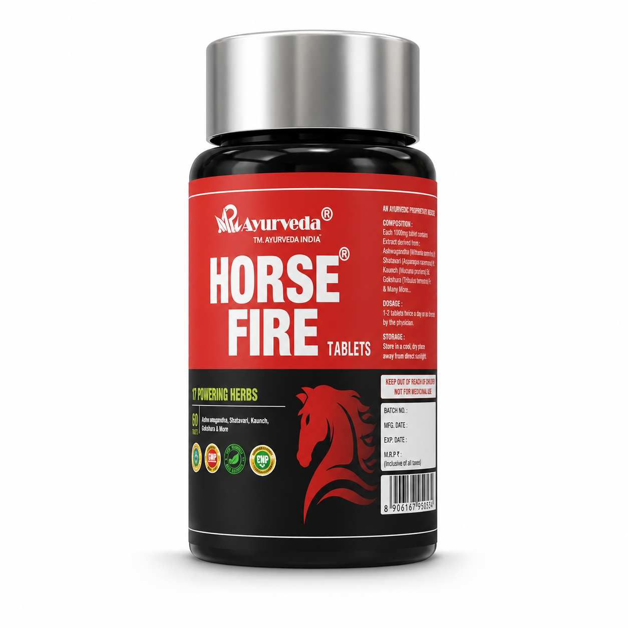 Horse Fire Ayurvedic Tablets for Muscle Growth, Immunity & Overall Wellbeing – 60 Tablets Pack of 1