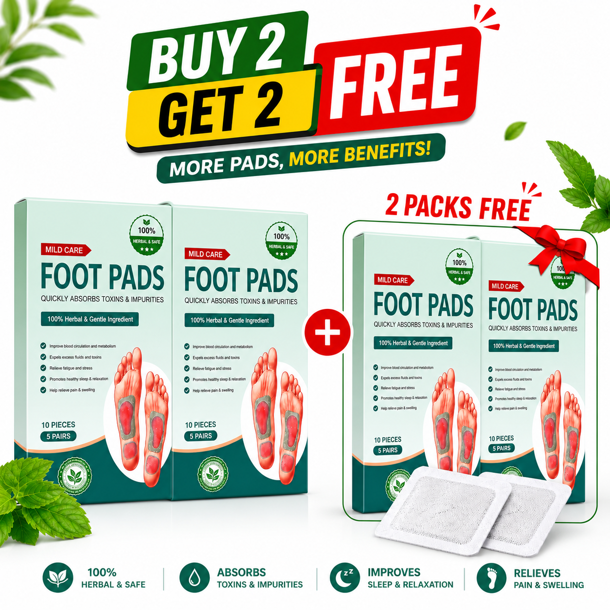 🌿 Herbal Premium Detox Foot pads 🌿 (BUY 2 GET 2FREE)🌿