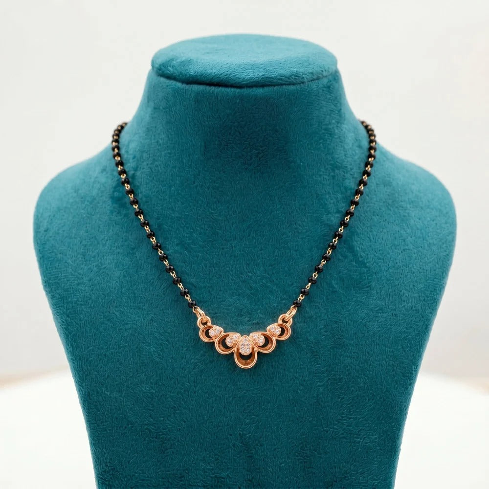 Elegance Designer Gold-Plated Diamond Mangalsutra with Black Beads