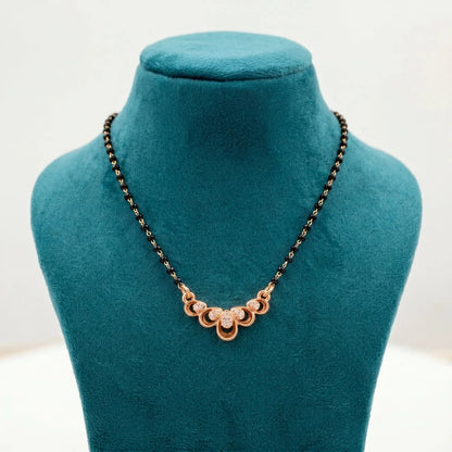 Elegance Designer Gold-Plated Diamond Mangalsutra with Black Beads