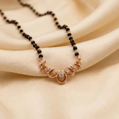 Elegance Designer Gold-Plated Diamond Mangalsutra with Black Beads