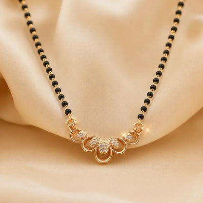 Elegance Designer Gold-Plated Diamond Mangalsutra with Black Beads