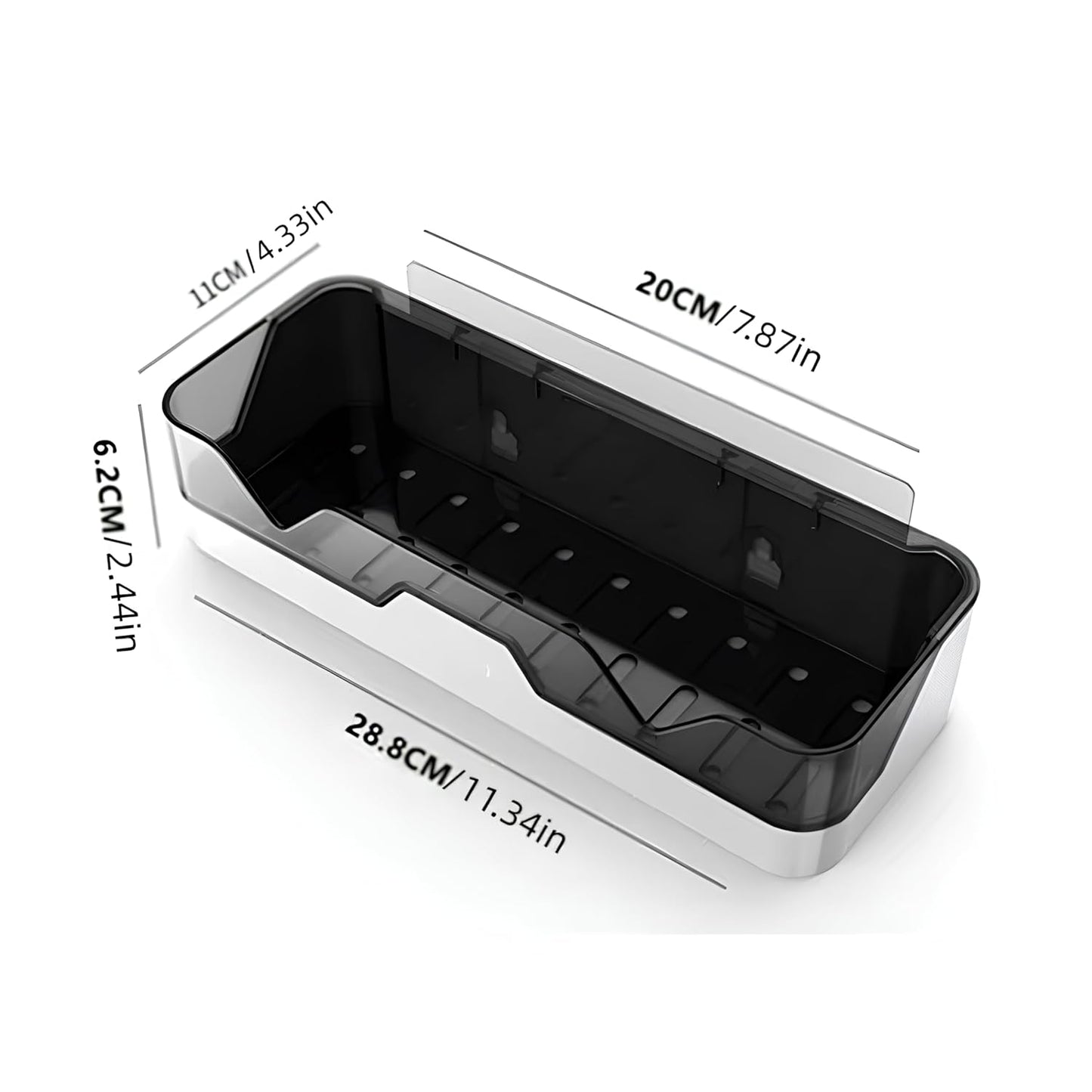 Bathroom Shelf Organizer with Drain Tray & Adhesive Stickers – No-Drill Wall Mounted Plastic Wall Shelf (Number of Shelves - 1, Black, White)