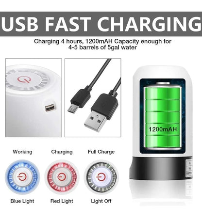Automatic Electric Water Dispenser Pump for 20L Bottle | Portable USB Charging Wireless Water Bottle Pump