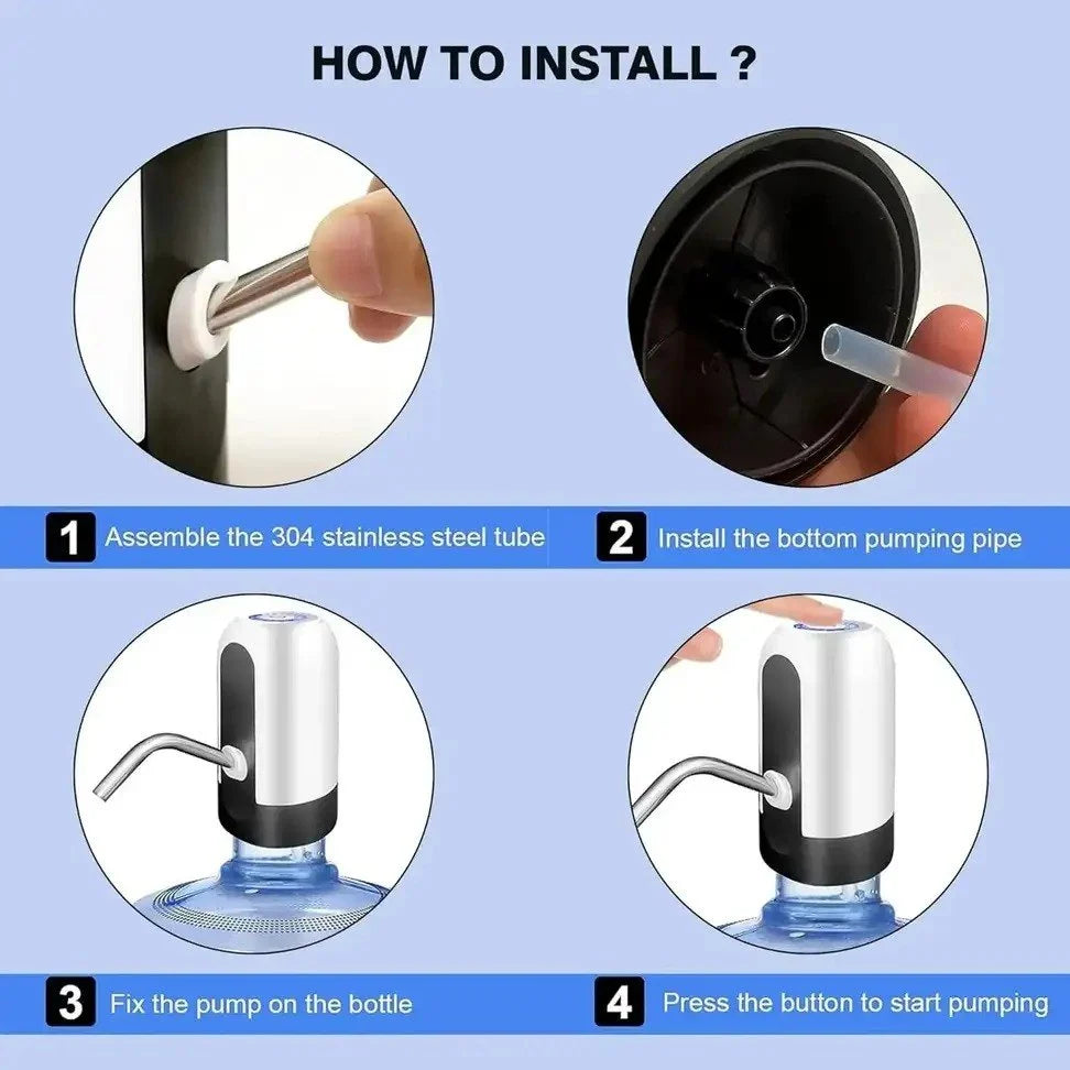 Automatic Electric Water Dispenser Pump for 20L Bottle | Portable USB Charging Wireless Water Bottle Pump